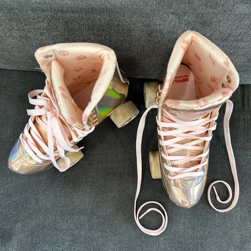 IMPALA Holographic Roller Skates, Marawa Pink Rose Gold Retro Disco Y2K - Size 8 - Picture 7 of 15